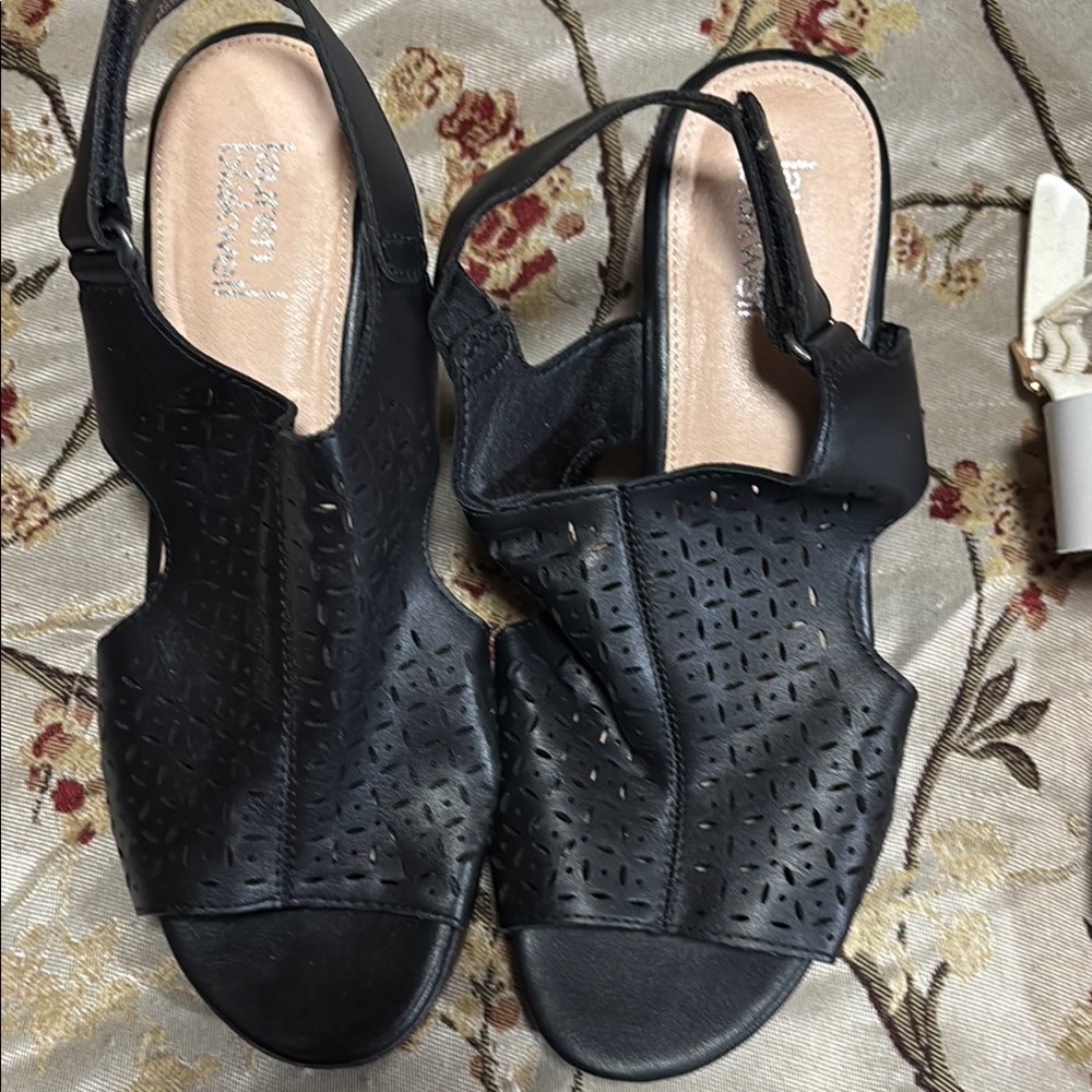 Franco Sarto Black Sandals with Perforated Design